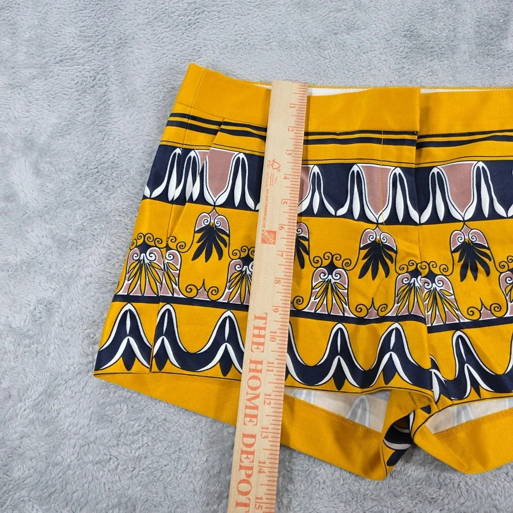 J.Crew City Fit Lisbon Scroll Ornate Print Cotton Stretch Shorts Yellow 8 Womens
